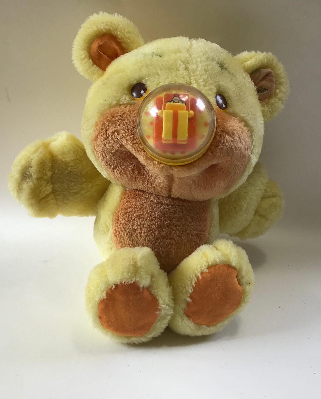 Vintage Playskool Plush Nosy Bear 1987 Yellow and Orange Plush Teddy