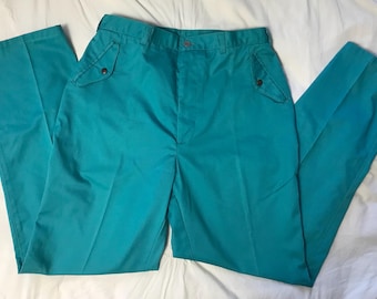 Vintage teal coloured high waisted pants/trousers