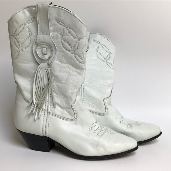 vintage 90’s white leather fringe Laredo western c