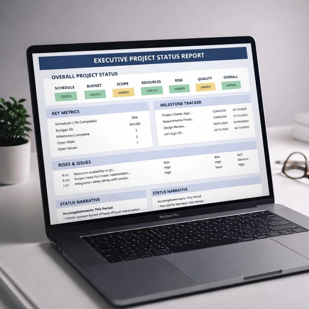 Executive Project Status Report Template | Pmp-certified Excel ...
