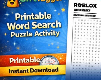 Sopa de letras imprimible de Roblox, actividad para fiesta gamer (descarga instantánea)
