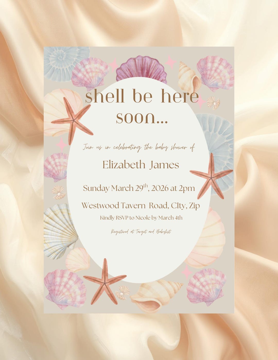 Shell Be Here Soon Baby Shower Invitation Digital Download - Etsy