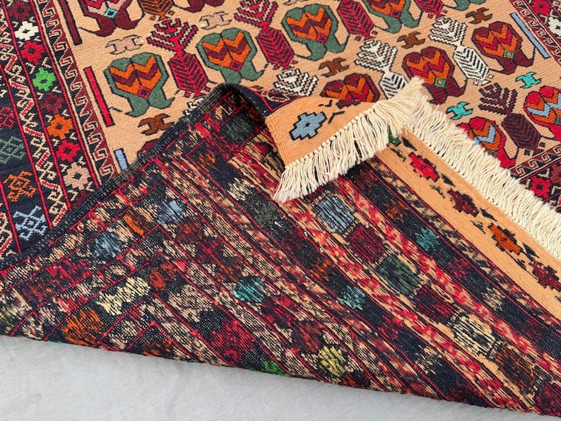 4x6 Ft Hand Woven Afghan Maliki Wool Kilim Rug 1960s Vintage Flatweave ...