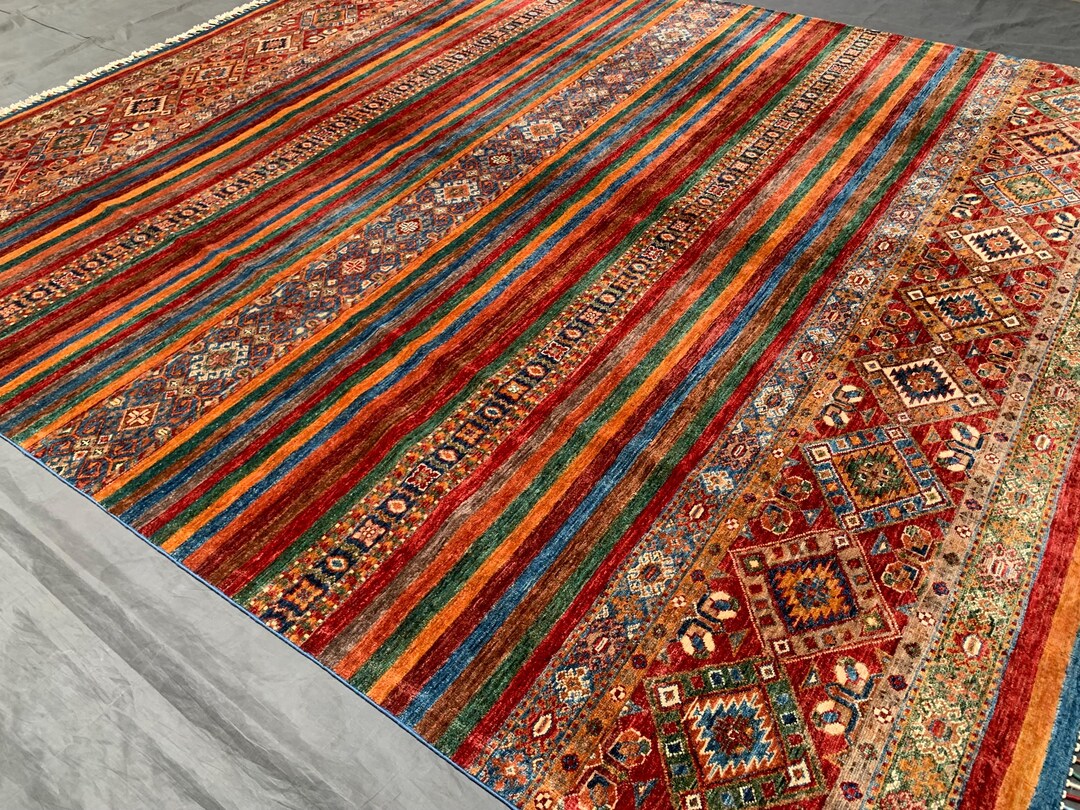 Afghan Khorjin Rug 8x10 | Hand Knotted Wool Area Rug | Multicolor ...