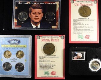 Kennedy Half Dollars, 2012 Sacagawea Dollar, Johnny Bench Coin, Carl Yastrzemski Coin