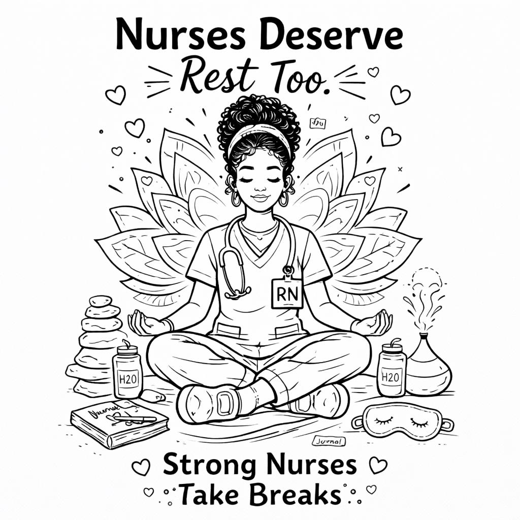 Nurse Self Care Coloring Page | Stress Relief RN Printable (digital ...