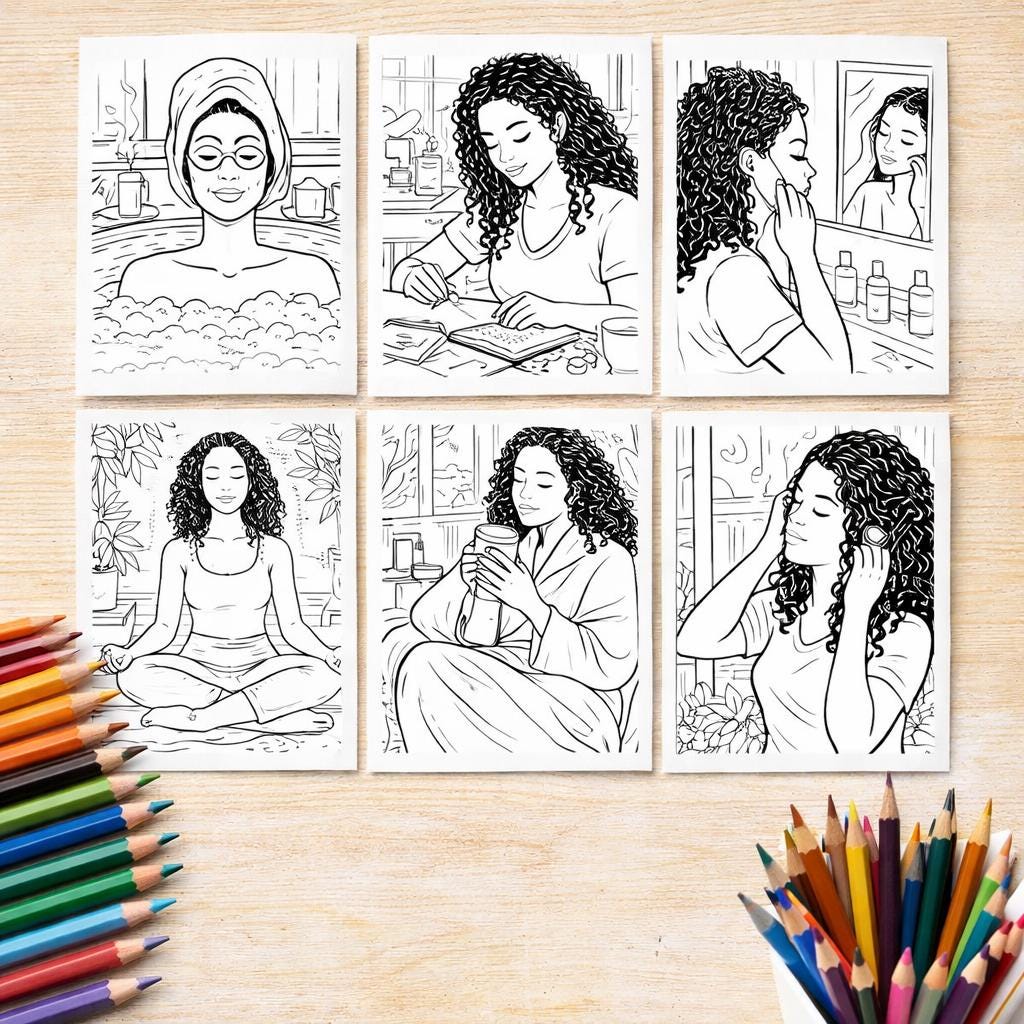 Black Girl Self Care Coloring Pages | 9 Printable Coloring Sheets | - Etsy