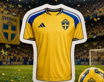 Sweden World Cup Soccer Team Jersey Sticker | Waterproof Futbol Decal  | Soccer Vinyl Sticker | Swedish Team Spirit Sticker | Soccer Lover