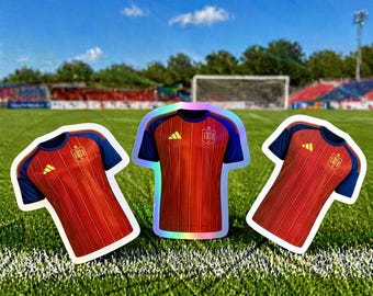 Spain World Cup Soccer Team Jersey Stickers | Futbol Fan Vinyl Decal | Spain Team Spirit Sticker | Soccer Lover Gift