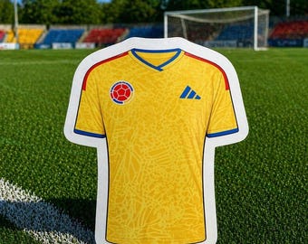 Colombia World Cup Soccer Team Jersey Stickers | Futbol Fan Vinyl Decal | Colombia Team Spirit Sticker | Soccer Lover Gift