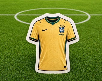 Brasil World Cup Soccer Team Jersey Stickers | Futbol Fan Vinyl Decal | Brazilian Team Spirit Sticker | Soccer Lover Gift