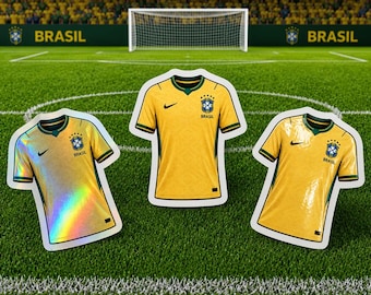 Brasil World Cup Soccer Team Jersey Stickers | Futbol Fan Vinyl Decal | Brazilian Team Spirit Sticker | Soccer Lover Gift