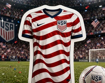 USA World Cup Soccer Team Jersey Sticker | Waterproof Futbol Decal  | Soccer Vinyl Sticker | USA Team Spirit Sticker | Soccer Lover Gift