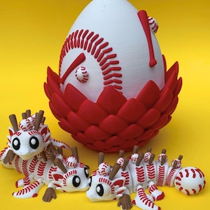 3D Printed Sports Dragons and Eggs, Desk Decor Collectibles
