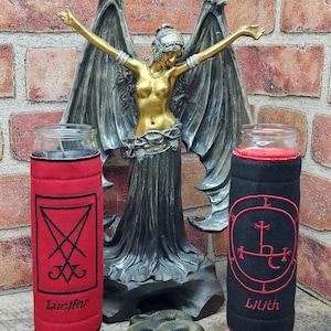 Infernals, Lilith, Lucifer Morningstar *REUSABLE* Embroidered Fabric Deity Candle Wrap