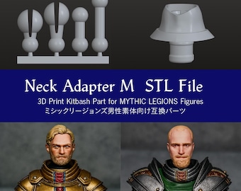 Adaptador de cuello a escala 1/12 (archivo STL) para figuras masculinas de MYTHIC LEGIONS | Adaptador de rótula | Pieza para kitbash de impresión 3D
