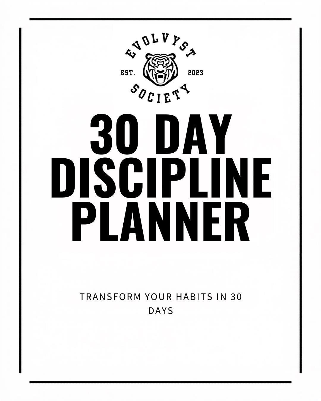 Discipline Planner 30 Day Discipline Planner | Printable Self Improvement Planner | Daily ...