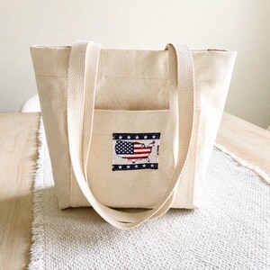 Bolso de lona con parche de la bandera de EE. UU.