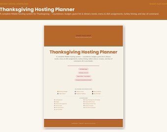 Thanksgiving Planner Printable | 35-Page Hosting Checklist & Menu Kit