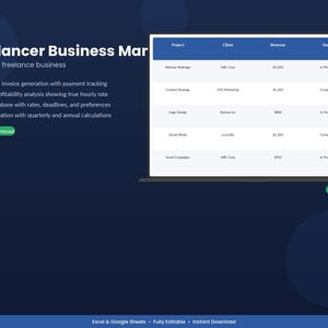 Freelancer Business-Manager | Invoice Tracker Kundendatei & Steuerplaner | Digitaler Download