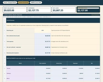 Landlord Expense Deposit Tracker Excel | Rental Security Deposit Schedule E Spreadsheet