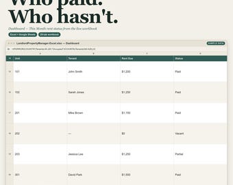 Landlord Rent Roll Spreadsheet | Tenant Payment Log Excel