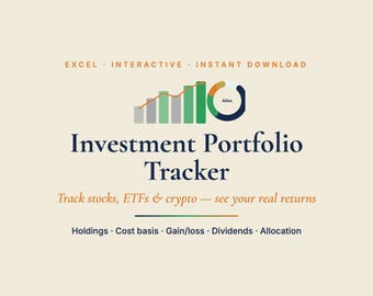 Investment Portfolio Tracker | Stock, ETF & Dividend Spreadsheet