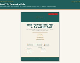 Road Trip Games for Kids Printable | 29-Page In-Car Activity Pack