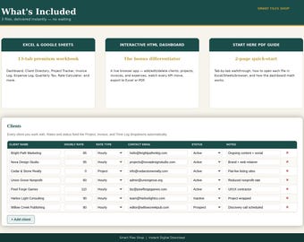 Freelancer Invoice Tracker Spreadsheet | 1099 Client Tax Log Excel Google Sheets