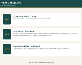 Book Reading Tracker Excel & Google Sheets Spreadsheet