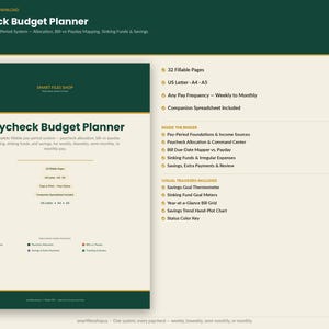 Paycheck Budget Planner Printable 32 Pages Fillable Pay Period PDF