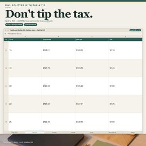 Bill Splitter with Sales Tax & Tip Calculator | App Excel PDF