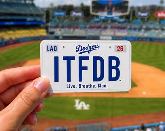 LA Dodgers Decal- ITFDB- It’s Time for Dodger Baseball Novelty Plate | Fan Sticker | Long Lasting Durable Decal | UV Protected 5”