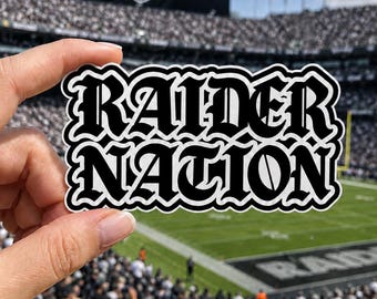Raider Nation Decal, 5", Old English Style, UV protected, Long Lasting, Durable, Waterproof,  Car Window Laptop Tumbler Los Angeles, Oakland