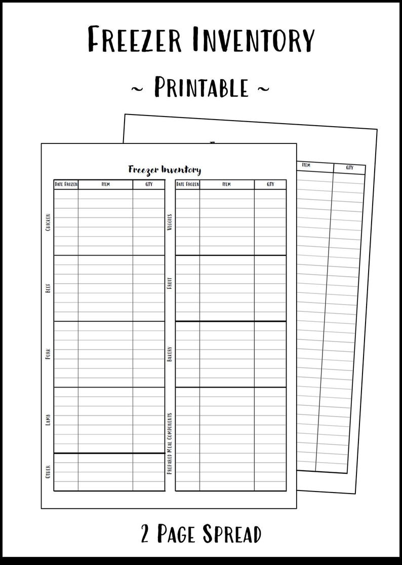 Freezer Inventory Printable Template | Home Organisation | Meal Prep ...