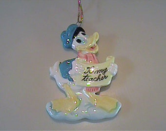 Vintage 1960'S ceramic Disney Japan Donald Duck ornament - To my Teacher