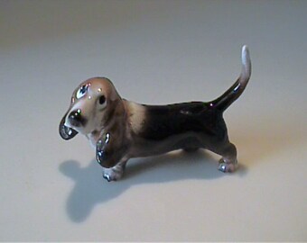 Vintage miniature 1960's Hagen Renaker standing Basset Hound dog