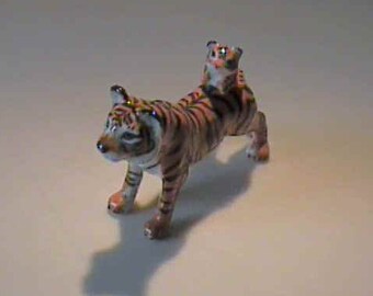 Vintage miniature bone china tiger with cub