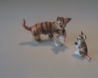 Vintage 1960's miniature bone china family of orange tabby cats - Japan