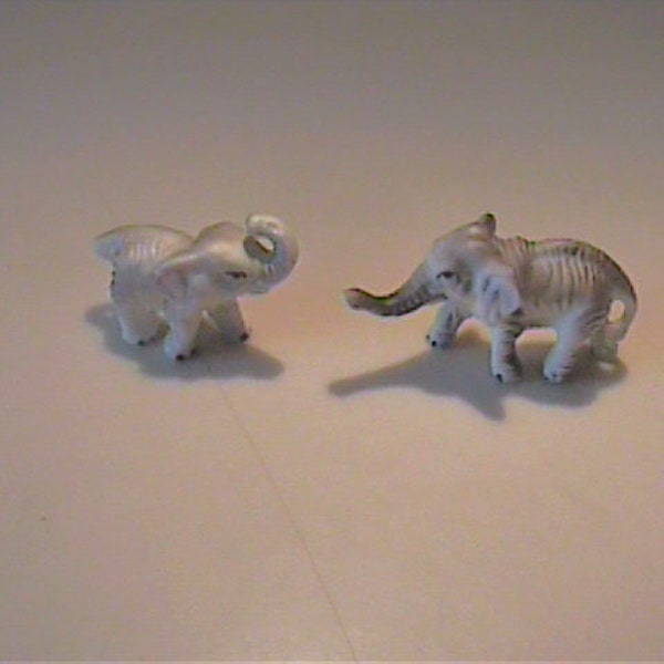 Vintage 1960's miniature bone china gray elephants