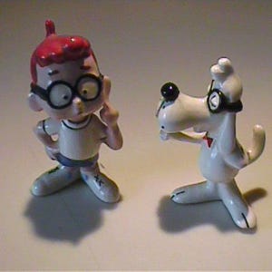 Vintage 1960's Ceramic Cartoon Mister Peabody & Sherman From Rocky