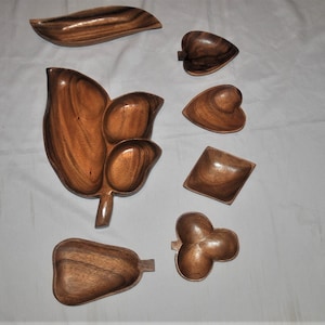 Seven Piece Monkey Pod Wood Bridge Set, Chip & Dip Bowl and Additional Serving Pieces