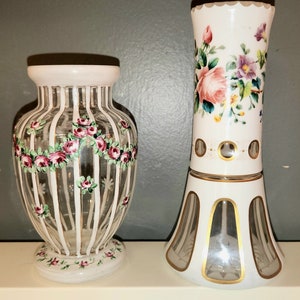 White Cased Czech Bohemian Glass Vase -Choice