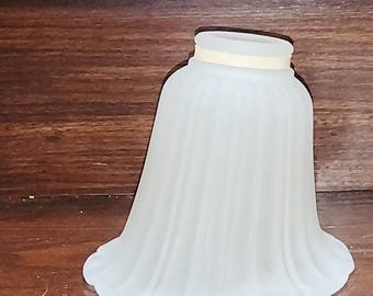 Vintage Large Tulip Frosted Glass Shade, Asymmetrical, 5.5" at highest point - 5" at lowest point, 2-1/8" fitter