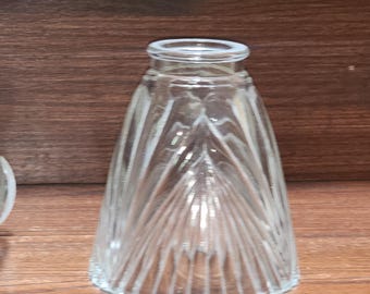 Clear Glass Shade Art Deco Geometric Fan Pattern 5" Tall, 2.125" Fitter, 4.5" Bottom Opening for Chandelier,  Sconce, Ceiling Fan, Lamp