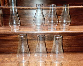Vintage, Clear Glass,  Chimney Shades, Various Sizes for Oil, Kerosene or Electric Lamp