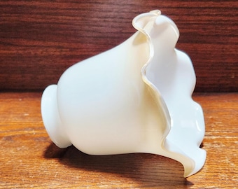 White Glass Tulip Shade with Ruffled Edge Finished in Pale Honey 4.25" Tall,  5" Bottom Opening  2" Fitter, 5 Available, Sold Individually