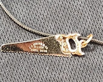 1900 E.C. Atkins & Co. INDIANAPOLIS, IN Silver Pocket Watch Fob Advertising Charm for Steel Hand Saws