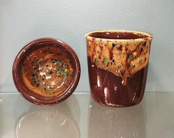 C. Schaefer Hand Thrown Pottery - Choice of Matching Vase 5.75" tall x 5.5" diameter or Bowl 3" tall x 5.5" diameter in Mint Condition