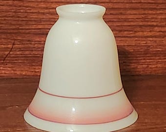 Milk Glass,  Bell Shaped Shades with Red Bands, Vintage 5" Tall, 2-1/8" Fitter, 5-1/5" Bottom Opening FIVE AVAILABLE, Sold Individually